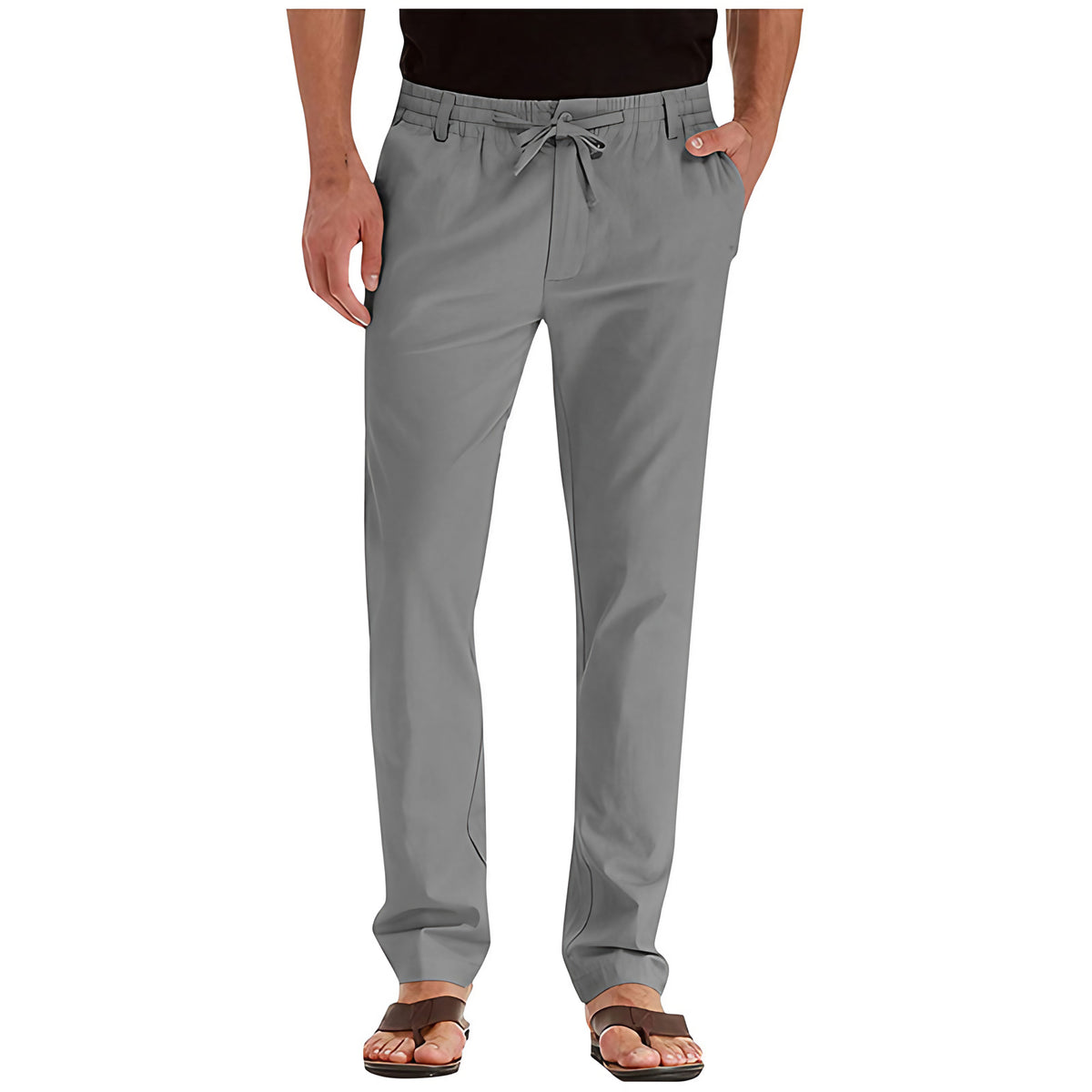 Pantalon d'été ample homme, tissu léger, sept coloris, gris