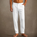 Pantalon décontracté d'été homme, coupe classique, S au 3XL, blanc