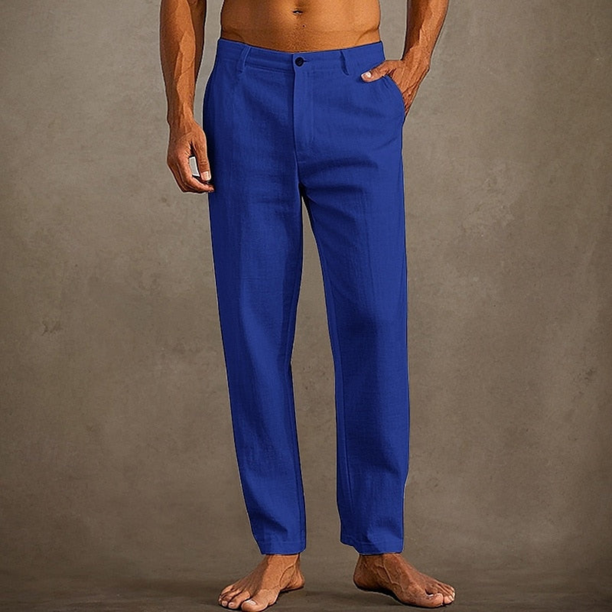 Pantalon décontracté d'été homme, coupe classique, S au 3XL, bleu