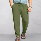 Pantalon d'été homme léger, coupe décontractée, sept coloris, vert armée