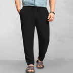 Pantalon d'été homme léger, coupe décontractée, sept coloris, noir