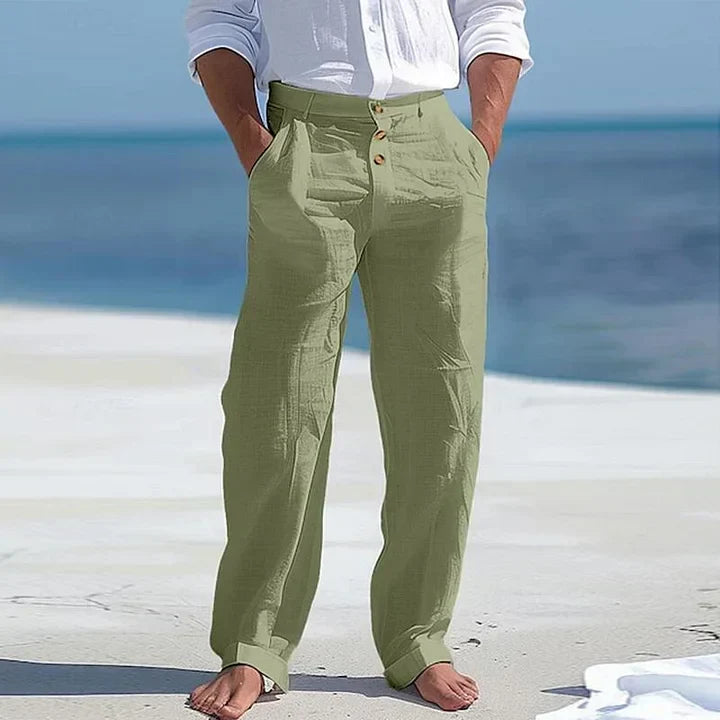 Pantalon d'été homme coupe décontractée, trois coloris, vert armée