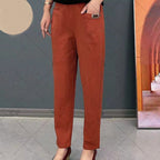 Pantalon femme en tissu extensible, sept coloris, du S au 5XL, rouge