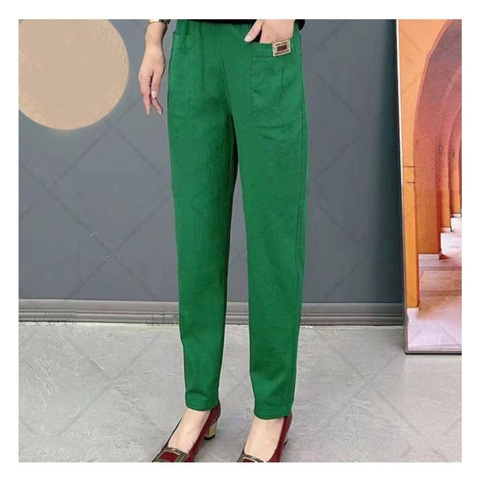 Pantalon femme en tissu extensible, sept coloris, du S au 5XL, vert