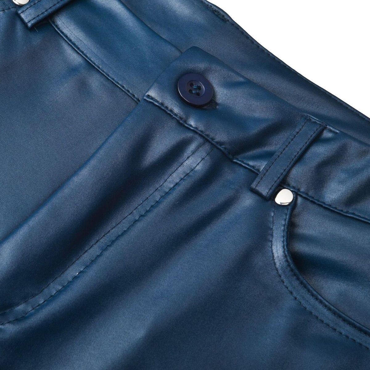 Pantalon en similicuir stretch femme, noir, bleu ou rouge