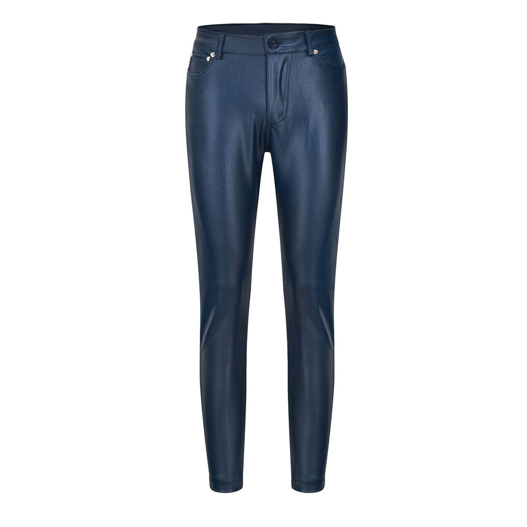 Pantalon en similicuir stretch femme, noir, bleu ou rouge