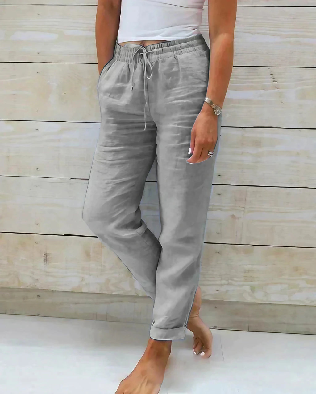 Pantalon ample femme pour l'été, cinq coloris, du XS au 3XL, gris
