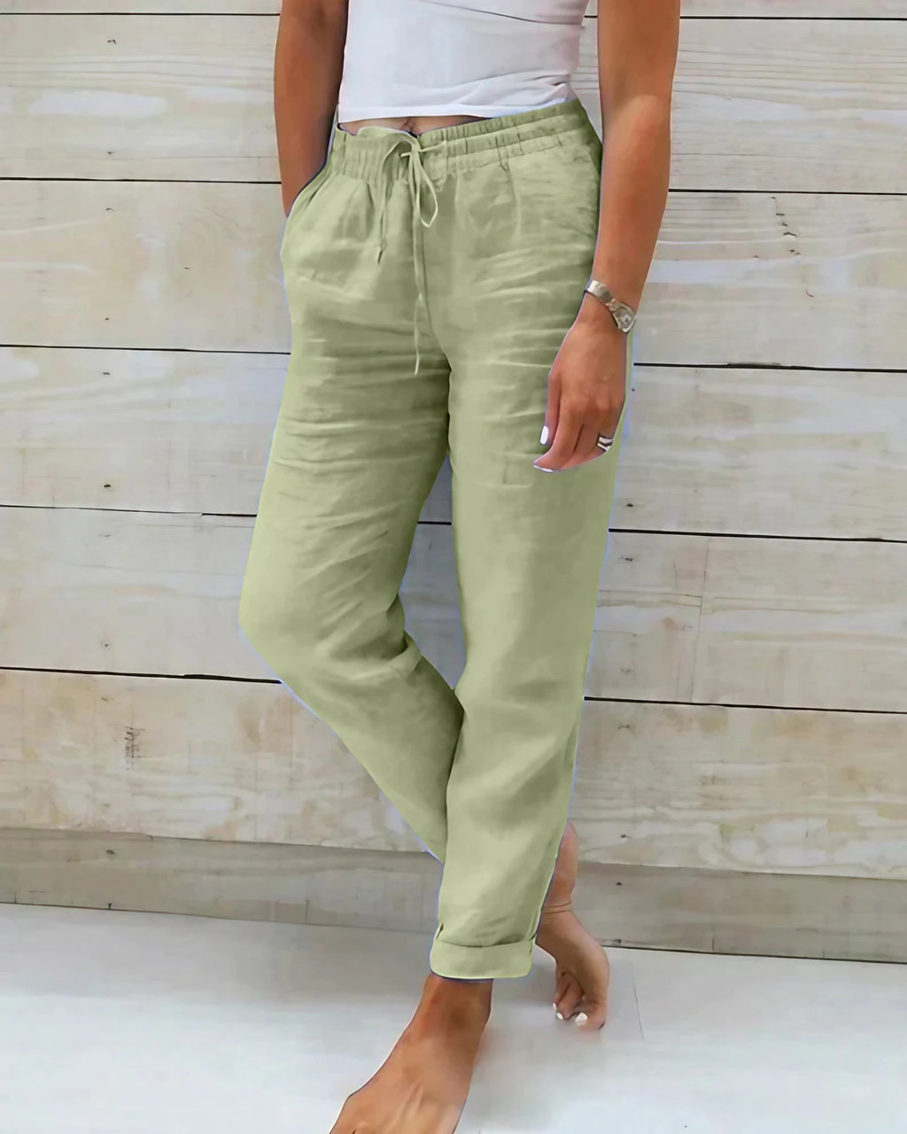 Pantalon ample femme pour l'été, cinq coloris, du XS au 3XL, vert