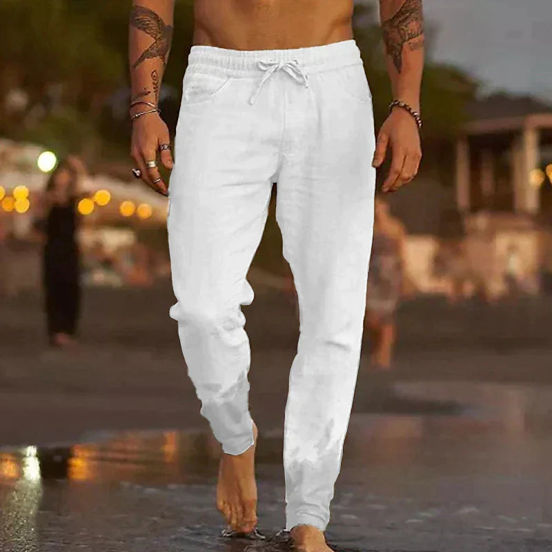 Pantalon homme coupe décontractée, sept coloris, du XS au 4XL, blanc