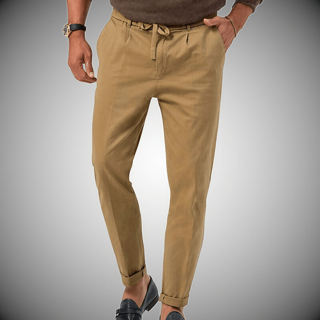 Pantalon homme léger et épuré, six coloris, du S au 3XL, cappuccino