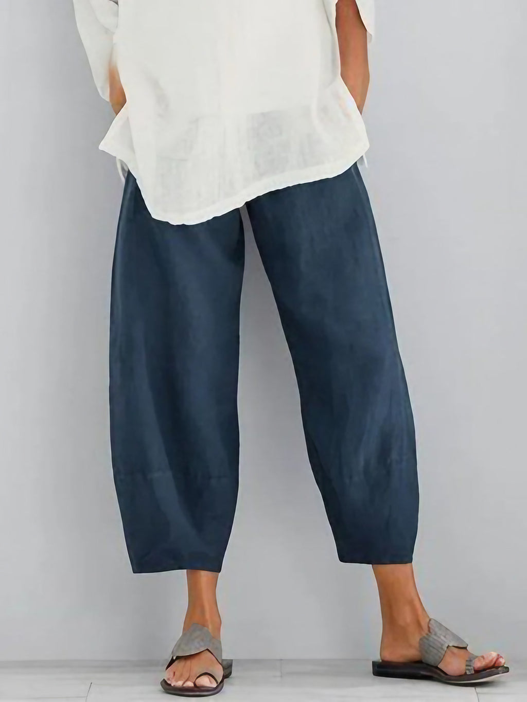 Pantalon léger femme coupe relâchée, quatre coloris, du S au 5XL, bleu