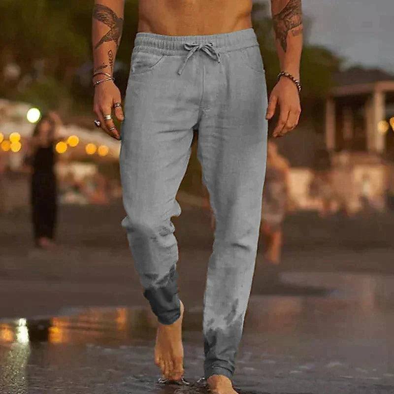 Pantalon homme taille élastique, coupe ample, du S au 5XL, gris