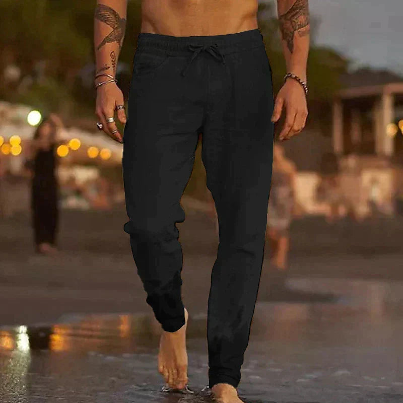 Pantalon homme taille élastique, coupe ample, du S au 5XL, noir