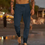 Pantalon homme taille élastique, coupe ample, du S au 5XL, bleu foncé