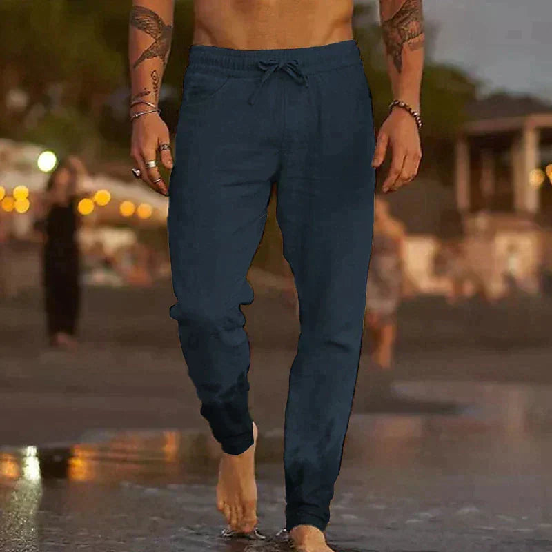Pantalon homme taille élastique, coupe ample, du S au 5XL, bleu foncé