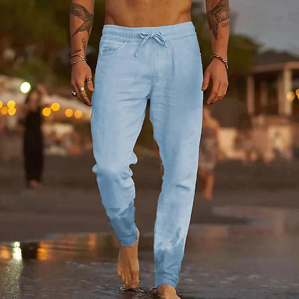 Pantalon homme taille élastique, coupe ample, du S au 5XL, bleu clair