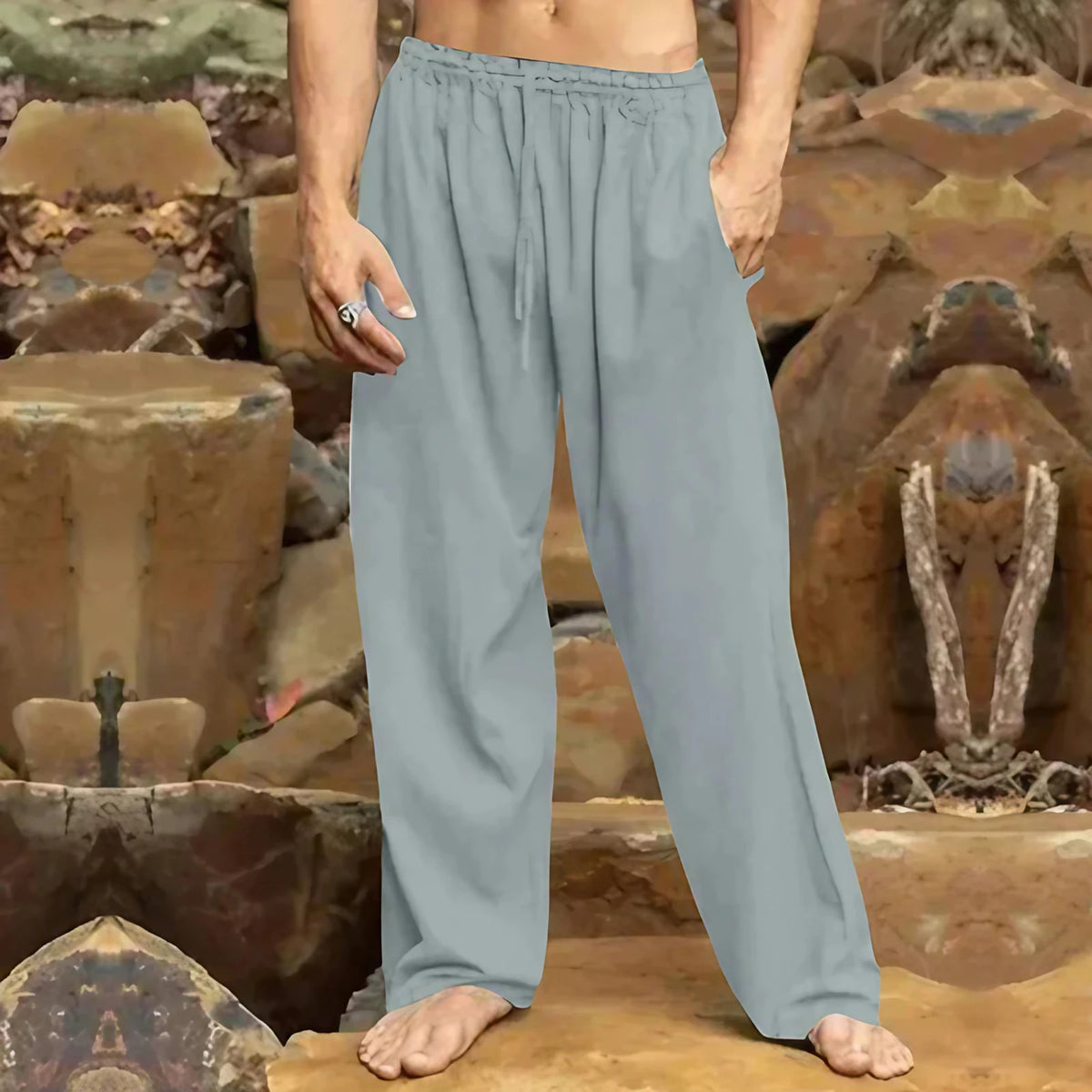 Pantalon de loisirs homme coupe ajustée, sept coloris, S au 3XL, gris