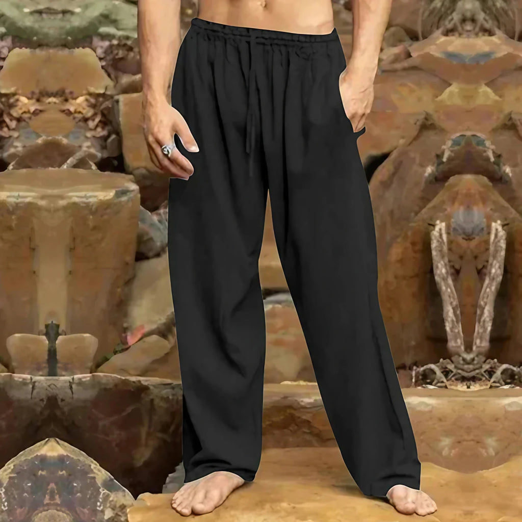Pantalon de loisirs homme coupe ajustée, sept coloris, S au 3XL, noir
