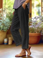 Pantalon fluide femme d'été à taille élastique, du S au 5XL, noir
