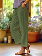 Pantalon fluide femme d'été à taille élastique, du S au 5XL, vert