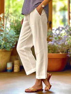 Pantalon fluide femme d'été à taille élastique, du S au 5XL, kaki