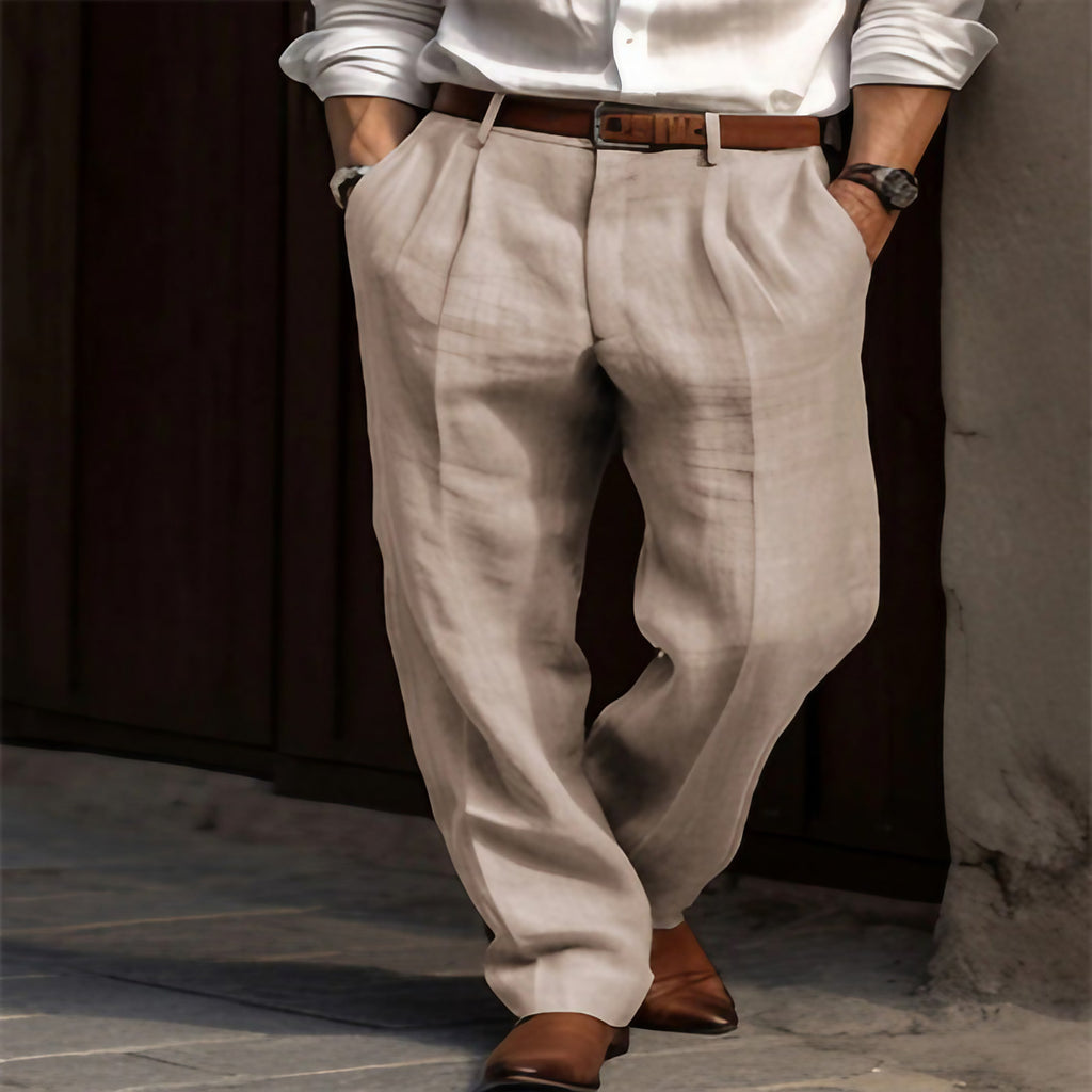 Pantalon léger homme coupe décontractée, du S au 2XL, beige