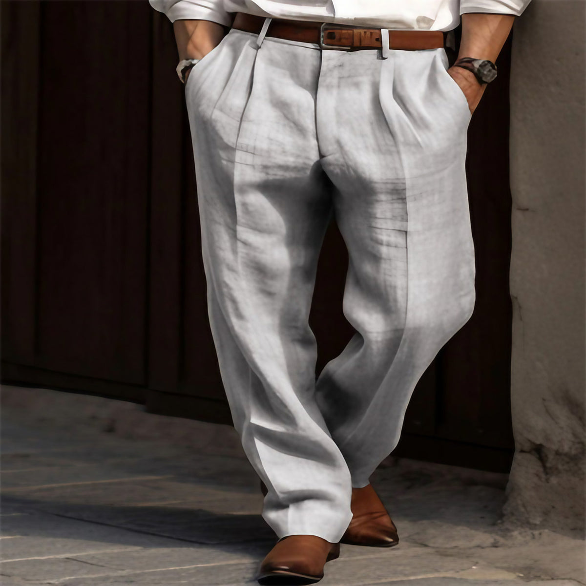 Pantalon léger homme coupe décontractée, du S au 2XL, gris