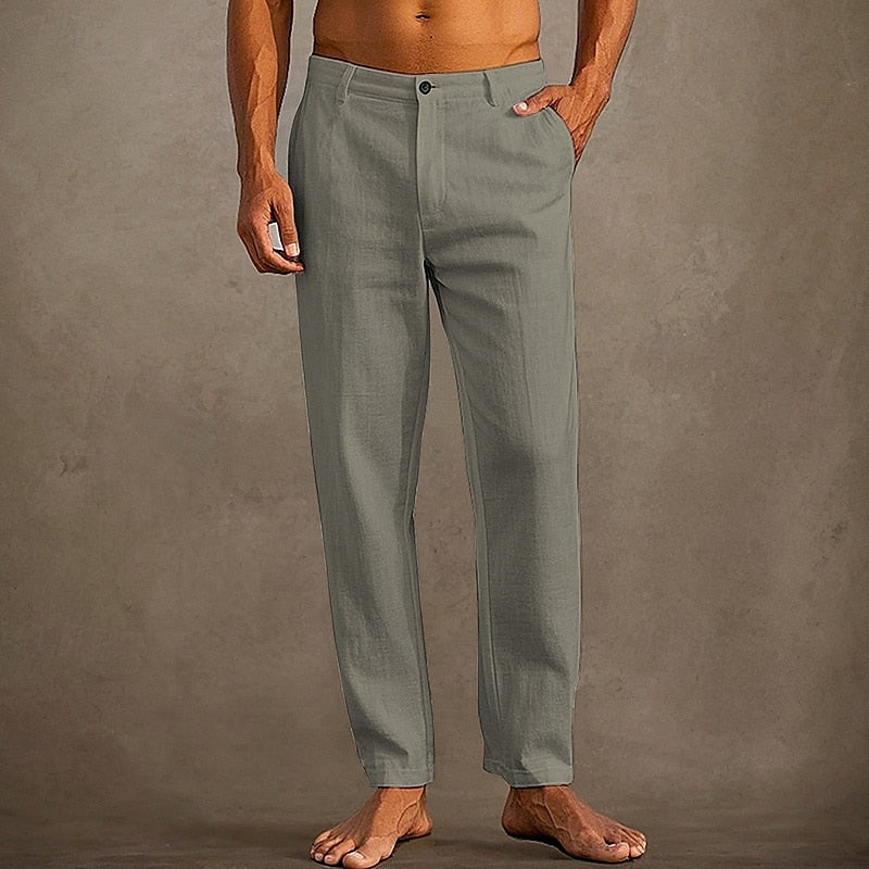 Pantalon d'été homme léger, coupe décontractée, neuf coloris, gris foncé