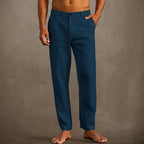 Pantalon d'été homme léger, coupe décontractée, neuf coloris, bleu marine