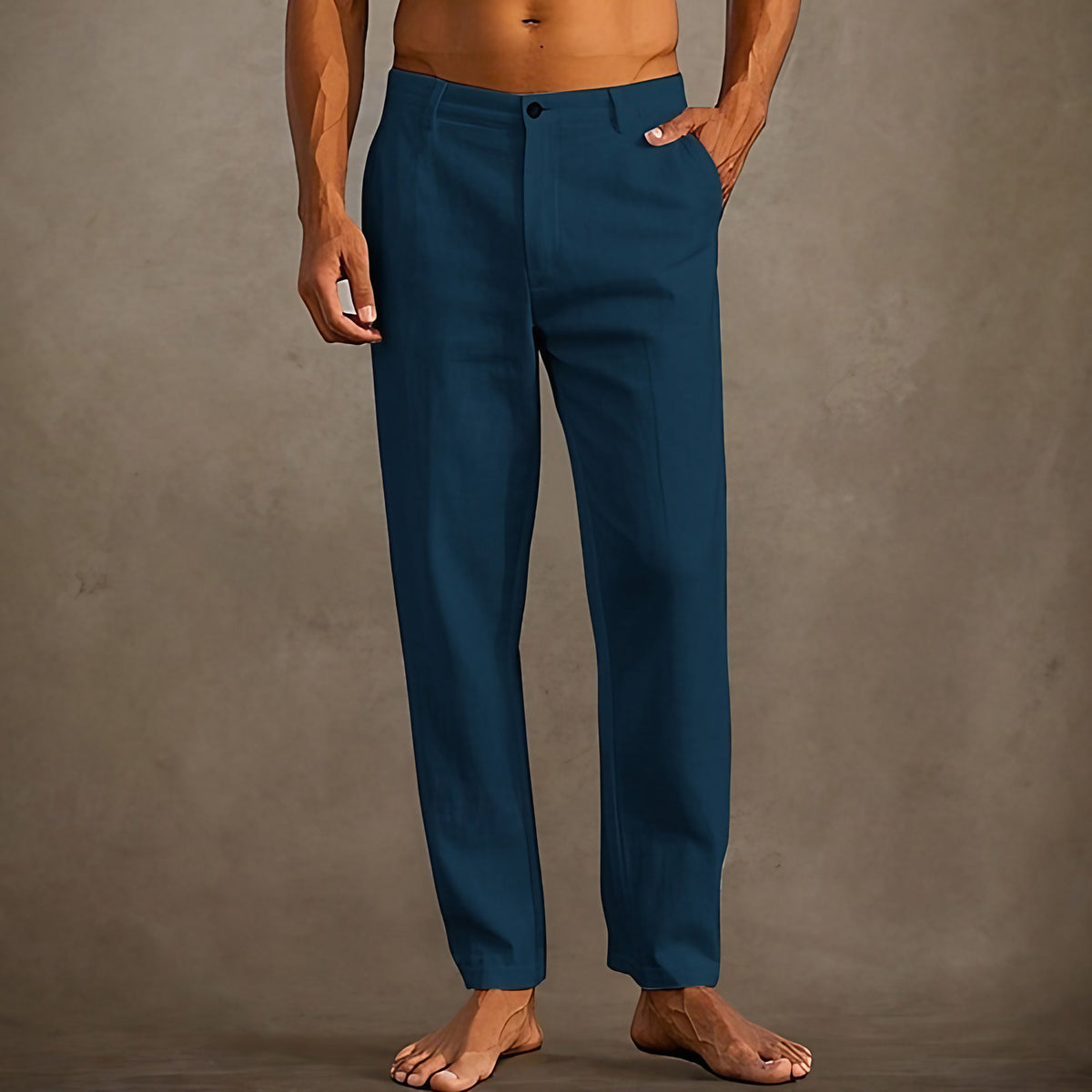 Pantalon d'été homme léger, coupe décontractée, neuf coloris, bleu marine