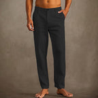 Pantalon d'été homme léger, coupe décontractée, neuf coloris, noir