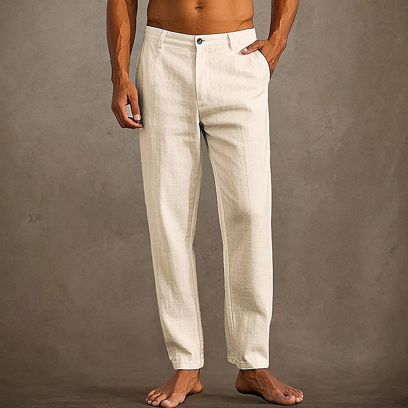Pantalon d'été homme léger, coupe décontractée, neuf coloris, kaki