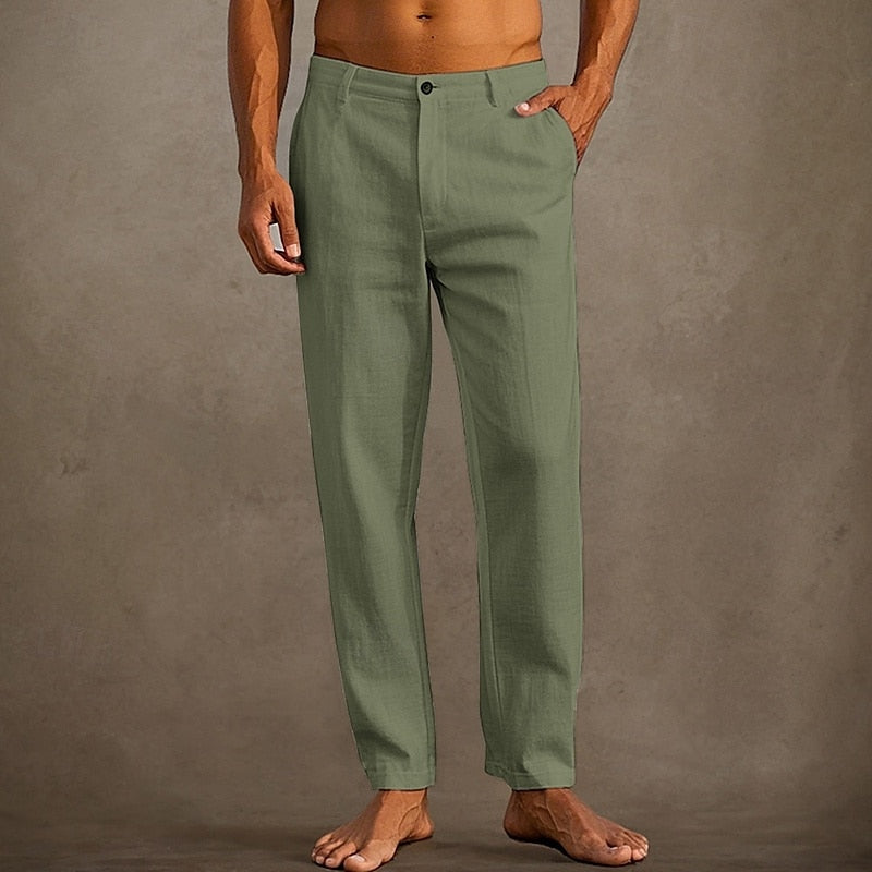 Pantalon d'été homme léger, coupe décontractée, neuf coloris, vert