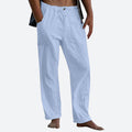Pantalon d'été homme léger, coupe droite, neuf coloris, bleu clair