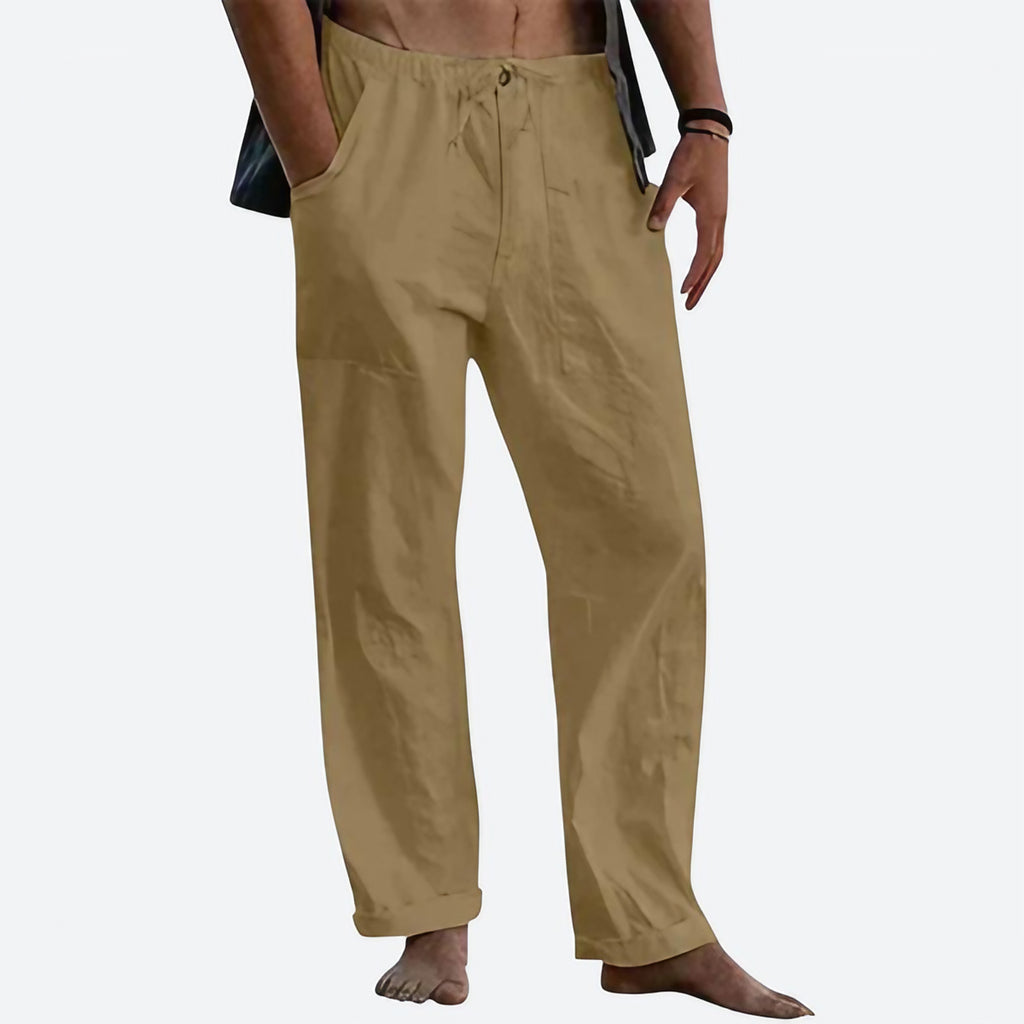 Pantalon d'été homme léger, coupe droite, neuf coloris, marron