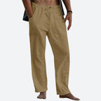 Pantalon d'été homme léger, coupe droite, neuf coloris, marron