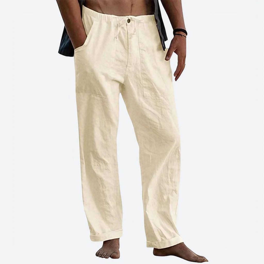 Pantalon d'été homme léger, coupe droite, neuf coloris, kaki