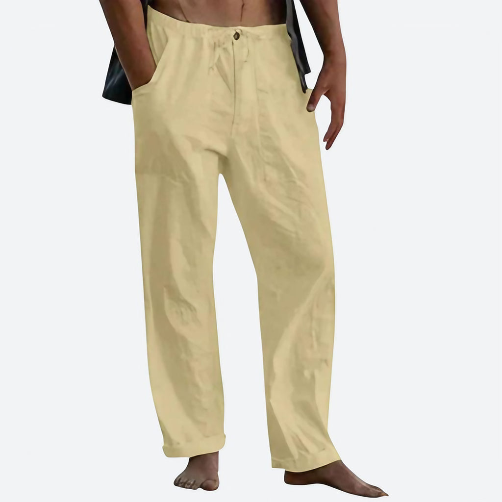 Pantalon d'été homme léger, coupe droite, neuf coloris, vert