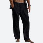 Pantalon d'été homme léger, coupe droite, neuf coloris, noir
