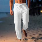Pantalon léger homme pour l'été, coupe décontractée, blanc