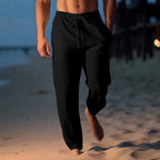 Pantalon léger homme pour l'été, coupe décontractée, noir