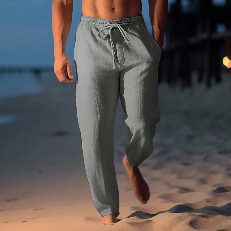 Pantalon léger homme pour l'été, coupe décontractée, gris