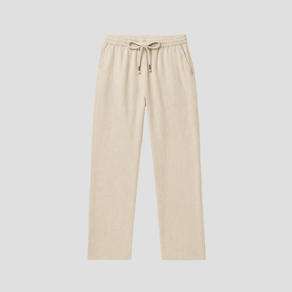 Pantalon d'été homme coupe droite à cordon de serrage