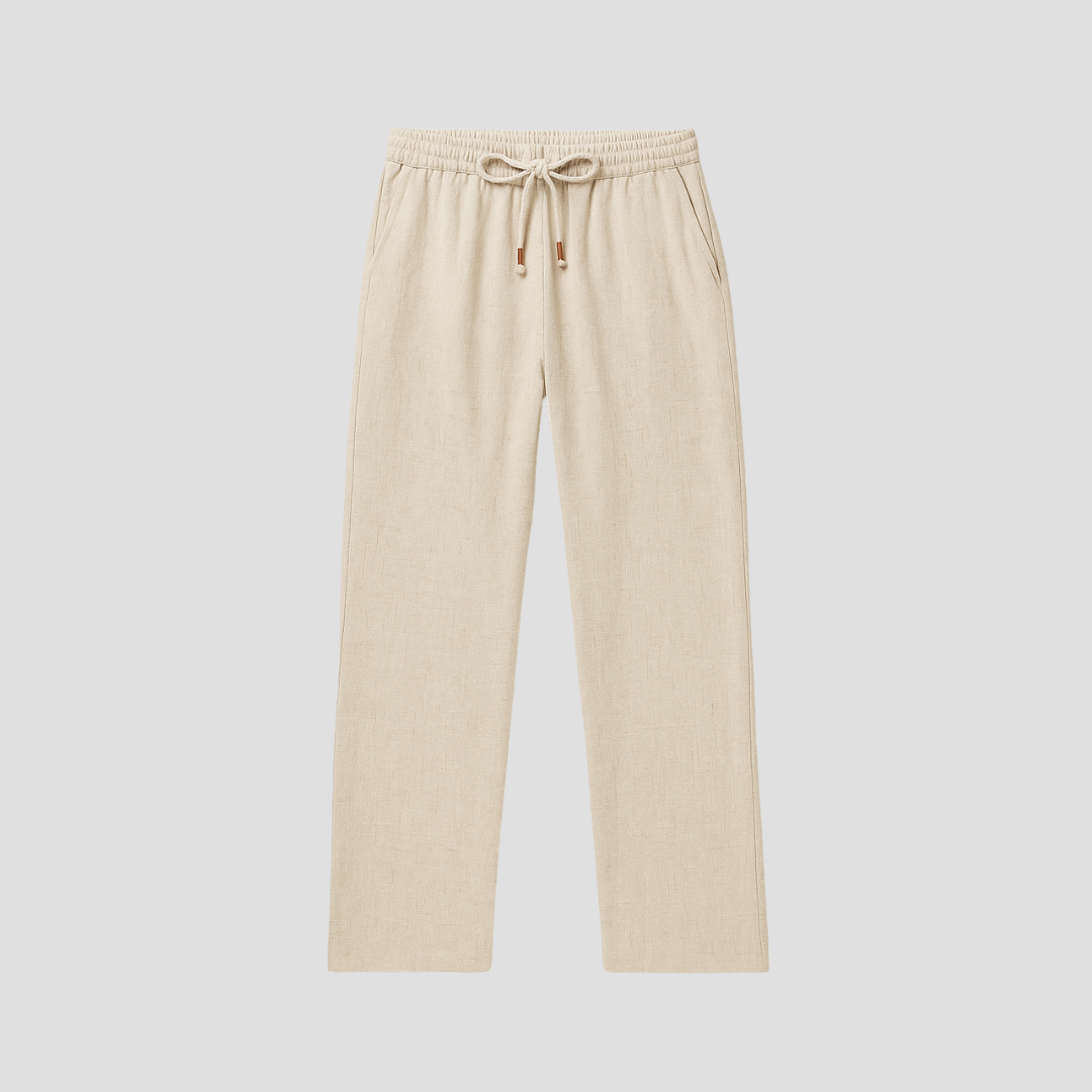 Pantalon d'été homme coupe droite à cordon de serrage