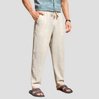 Pantalon d'été homme coupe droite à cordon de serrage