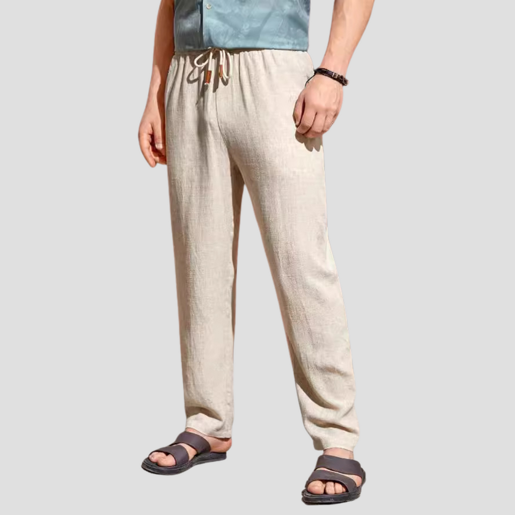 Pantalon d'été homme coupe droite à cordon de serrage