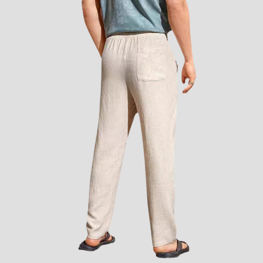 Pantalon d'été homme coupe droite à cordon de serrage