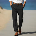 Pantalon d'été homme léger, coupe décontractée, sept coloris, noir