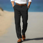 Pantalon d'été homme léger, coupe décontractée, sept coloris, noir