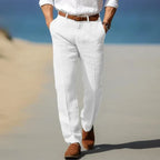 Pantalon d'été homme léger, coupe décontractée, sept coloris, blanc